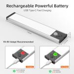 Under Cabinet Lighting, Equipped with Motion Sensor, Rechargeable Battery Operated，3-Level Adjustable Brightness, 3 Pack Magnetic Under Counter Lights for Kitchen, Closet, Pantry, 7.8"