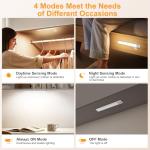 Gritin 10.2inch Under Cabinet Lighting Rechargeable -84 LED Super Bright,3-Color& 5 Level Brightness,4 Modes,Motion Sensor, Long Lasting- Easy Installation Magnetic Under Cabinet Closet Lights -2 Pack