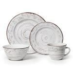 Pfaltzgraff Trellis White 16-Piece Stoneware Dinnerware Set, Service for 4, Distressed White Finish, Microwave & Dishwasher Safe Plates and Bowls
