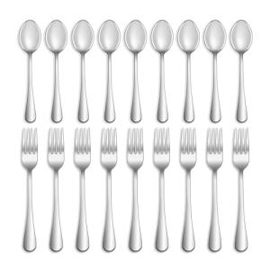 16 Pcs Forks and Spoons Silverware Set,Food Grade Stainless Steel Flatware Cutlery Set for Home,Kitchen and Restaurant,Mirror Polished,Dishwasher Safe - 8 Dinner Fork(8 inch) and 8 Teaspoon(6.5 inch)