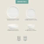 Gibson Home Oslo Porcelain Chip and Scratch Resistant Dinnerware Set, Service for 4 (16pcs), Plates and Bowls Dishes Sets, White
