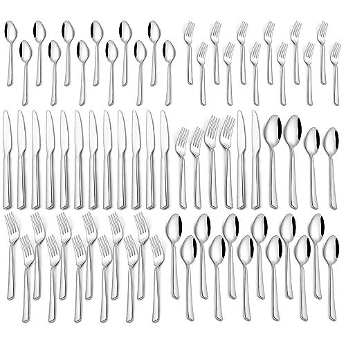 60 Piece Silverware Set For 12, Stainless Steel Flatware/Tableware Set Include Spoons/Forks/Knives, Yoehka Mirror Polished Cutlery Set For Home Kitchen Restaurant Hotel, Durable,Dishwasher Safe