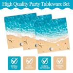 72PCS Beach Plates and Napkins, Ocean Waves Party Supplies Paper Plates and Napkins with Forks Disposable Tableware Set for Hawaiian Ocean Themed Party Decorations