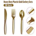 Party Supplies Set - 210 Pieces of White and Gold Dot Paper Plates, Cups, Napkins, and Heavy Duty Silverware for 30 Guests for Birthdays, Graduation, Wedding, Festivals