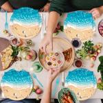 72PCS Beach Plates and Napkins, Ocean Waves Party Supplies Paper Plates and Napkins with Forks Disposable Tableware Set for Hawaiian Ocean Themed Party Decorations