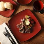 Gibson Soho Lounge Square Reactive Glaze Dinnerware Set, Red, Service for 4 (16pcs)