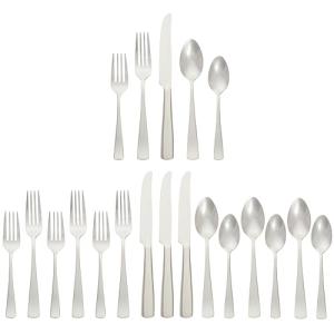 Amazon Basics 20-Piece Stainless Steel Flatware Set with Square Edge, Service for 4, Silver