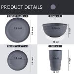 Supernal 32pcs Wheat Straw Dinnerware Sets,Unbreakable Dinnerware Sets for 8,Reusable Tableware,Dishes Set for 8,Plates and Bowls Set Dark Grey Include16pcs Plates, 8pcs Bowls, 8pcs Cups