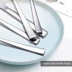E-far 60-Piece Silverware Set, Stainless Steel Flatware Set Service for 12, Tableware Cutlery Set for Home Restaurant Party, Dinner Forks/Spoons/Knives, Square Edge & Mirror Polished, Dishwasher Safe