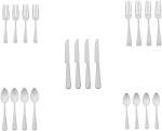 Amazon Basics 20-Piece Stainless Steel Flatware Set with Square Edge, Service for 4, Silver
