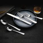 Amazon Basics 20-Piece Stainless Steel Flatware Set with Square Edge, Service for 4, Silver