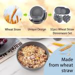 Supernal 32pcs Wheat Straw Dinnerware Sets,Unbreakable Dinnerware Sets for 8,Reusable Tableware,Dishes Set for 8,Plates and Bowls Set Dark Grey Include16pcs Plates, 8pcs Bowls, 8pcs Cups