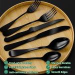 49piece Black Silverware Set with Organizer, Stainless Steel Flatware Set for 8 with Drawer Tray, Kitchen Tableware Service Cutlery Matte Steak Knives Fork Spoon for Home Restaurant Dishwasher Safe