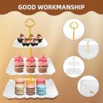 DIDROOM 10 Pack Dessert Table Display Set - 4 x Three-Tier Square Cupcake Stands and 6 x Serving Trays, Elegant Tableware for Cakes, Cupcakes, Pastries, and Snacks, Perfect for Parties (White)