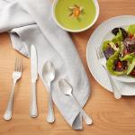 Amazon Basics Silverware Set, Stainless Steel Flatware, Dishwasher Safe, Service for 4, 20-Piece Forks and Spoons, Pearled Edge