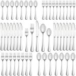 50 Piece Silverware Set Service for 10,Premium Stainless Steel Flatware Set,Mirror Polished Cutlery Utensil Set,Durable Home Kitchen Eating Tableware Set,Include Fork Knife Spoon Set,Dishwasher Safe