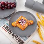 Supernal 32pcs Wheat Straw Dinnerware Sets,Unbreakable Dinnerware Sets for 8,Reusable Tableware,Dishes Set for 8,Plates and Bowls Set Dark Grey Include16pcs Plates, 8pcs Bowls, 8pcs Cups