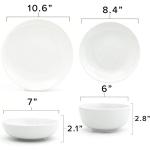 Euro Ceramica Essential Collection Porcelain Dinnerware and Serveware, 16 Piece Dinnerware Set, Service for 4, Classic White