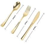 N9R 160pcs Gold Plastic Silverware - Gold Plastic Utensils Set - Tableware Flatware Kit 80 Forks, 40 Spoons, 40 Knives Disposable Cutlery Set for Party, Wedding, Birthday