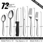 Pleafind 72-Pieces Silverware Set for 12, Flatware Set with Steak Knives, Stainless Steel Cutlery Set, Include Forks Spoons and Knives Set, Dishwasher Safe Utensil Sets for Home Restaurant