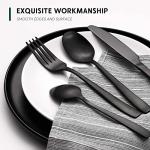 Hiware 48-Piece Matte Black Silverware Set with Steak Knives, Black Flatware Set for 8, Stainless Steel Tableware Cutlery Set, Utensil Sets for Kitchen