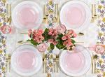 PLASTICPRO 32 Piece Combo Plates Set includes 16-7'' inch Plates & 16-10'' inch Plates Pink Hammered Plastic PartyPlates Premium heavyweight Elegant, Disposable, Tableware, Dishes,
