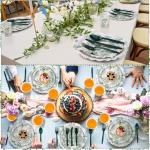 Havawish 400 Pcs Sage Green Disposable Tableware Set Greenery Floral Paper Plates Napkins Sage Serve Scalloped Plates Paper Napkins Cups Plastic Spoons Forks Knives for Wedding Tea Party Baby Shower