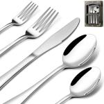 40-Piece Silverware Set for 8, Stainless Steel Flatware Cutlery, Kitchen Tableware, Utensil Set for Home and Restaurant, Knives, Forks, Spoons, Mirror Polished, Dishwasher Safe