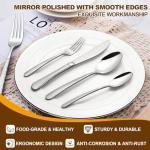 40-Piece Hammered Silverware Set, Deedro Stainless Steel Heavy Duty Flatware Set for 8, Food-Grade Tableware Cutlery Set, Utensil Sets for Home Restaurant, Mirror Finish, Dishwasher Safe