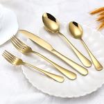 Aisoso Gold Silverware Set, 20-Piece Flatware Set Stainless Steel Cutlery Kitchen Utensil Set Tableware Service for 4