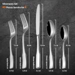 Alata Kate 40-Piece Silverware Set,Service for 8,Stainless Steel Flatware Set,Mirror Polished Cutlery Set,Dishwasher Safe