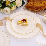 LIYH 60 Pcs Plastic Ivory and Gold Scalloped Plates - Disposable Fancy Combo Plates Includes 30 Dinner Plate 10.25" and 30 Dessert Plate 7.5" Plastic Heavy Weight Party Tableware Dishes
