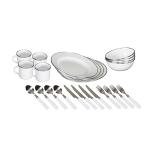 Stansport Deluxe 24-Piece Enamel Tableware Set - White (11220-03)