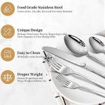 40 Piece Silverware Set, Stainless Steel Flatware Cutlery Set Service for 8, Mirror Polished Tableware Eating Utensils Set for Home Kitchen, Include Knife Fork Spoon Set, Dishwasher Safe