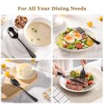 Astercook 24-Piece Black Silverware Set with Steak Knives Flatware Set for 4 Food-Grade Stainless Steel Cutlery Set Mirror Polished Utensils Set Include Spoons and Forks for Home Kitchen Restaurant