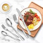 40 Piece Silverware Set, Stainless Steel Flatware Cutlery Set Service for 8, Mirror Polished Tableware Eating Utensils Set for Home Kitchen, Include Knife Fork Spoon Set, Dishwasher Safe