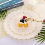 LIYH 60 Pcs Plastic Ivory and Gold Scalloped Plates - Disposable Fancy Combo Plates Includes 30 Dinner Plate 10.25" and 30 Dessert Plate 7.5" Plastic Heavy Weight Party Tableware Dishes