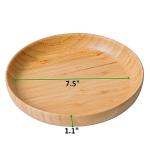 cluzelar Bamboo Plates 7.5Inch Round Bamboo Plates Reusable Dinner Plates Tableware Set of 6 Wooden Plate Lightweight Dishes Snack, Dessert, Unbreakable Classic Plate