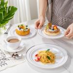 WDF Partyware 350Piece Silver Plastic Dinnerware Set for 50 Guests - Silver Plastic Plates with Cutlery Include:50Dinner Plates-50Dessert Plates-50Pre Rolled Napkins with Silverware