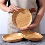cluzelar Bamboo Plates 7.5Inch Round Bamboo Plates Reusable Dinner Plates Tableware Set of 6 Wooden Plate Lightweight Dishes Snack, Dessert, Unbreakable Classic Plate