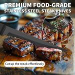 24-Piece Black Silverware Set with Steak Knives Black Stainless Steel Flatware Set for 4 Food Grade Tableware Cutlery Set Rust-proof, Mirror Polished, Dishwasher Safe