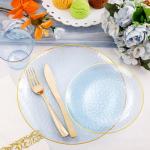 Rubtlamp 175 Pcs Plastic Dinnerware Set (25 Guests), Blue Disposable Plates With Gold Rim, Hammered Party Plates Set Include Dinner Platos, Dessert Platos, Cups, Cutlery And Napkins for Party