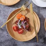 cluzelar Bamboo Plates 7.5Inch Round Bamboo Plates Reusable Dinner Plates Tableware Set of 6 Wooden Plate Lightweight Dishes Snack, Dessert, Unbreakable Classic Plate