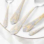 Silverware Set Limited Edition – 20 Piece Flatware Set – Cutlery Set for 4 – Silver Tableware Set w/Gold Accents – Great for Family Gatherings & Daily Use – Spoons, Knives, Teaspoons, Forks(Medallion)