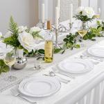 WDF Partyware 350Piece Silver Plastic Dinnerware Set for 50 Guests - Silver Plastic Plates with Cutlery Include:50Dinner Plates-50Dessert Plates-50Pre Rolled Napkins with Silverware