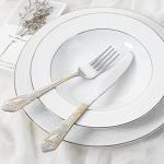 Silverware Set Limited Edition – 20 Piece Flatware Set – Cutlery Set for 4 – Silver Tableware Set w/Gold Accents – Great for Family Gatherings & Daily Use – Spoons, Knives, Teaspoons, Forks(Medallion)