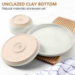LIANYU Stoneware Dinnerware Sets for 4, 12 Piece Plates and Bowls Set, Kitchen Dining Dishware Tableware Dishes, Microwave & Dishwasher Safe, Snowy White