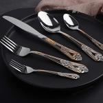 Silverware Set Limited Edition – 20 Piece Flatware Set – Cutlery Set for 4 – Silver Tableware Set w/Gold Accents – Great for Family Gatherings & Daily Use – Spoons, Knives, Teaspoons, Forks(Medallion)