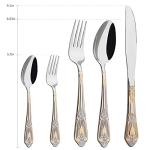 Silverware Set Limited Edition – 20 Piece Flatware Set – Cutlery Set for 4 – Silver Tableware Set w/Gold Accents – Great for Family Gatherings & Daily Use – Spoons, Knives, Teaspoons, Forks(Medallion)
