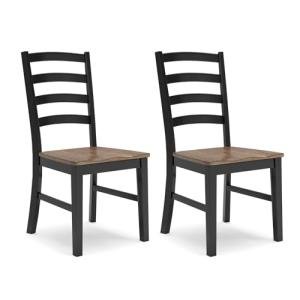 Signature Design by Ashley Wildenauer Rustic Armless Dining Chair, Set of 2, Black & Light Brown
